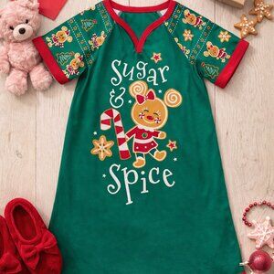 Disney NWT Size 4 Toddler Girls Sugar & Spice Gingerbread Minnie Nightgown PJs